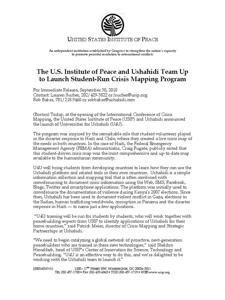 U4U Press Release - 1 Oct 10 | PDF | Public Sphere | Disaster And Accident