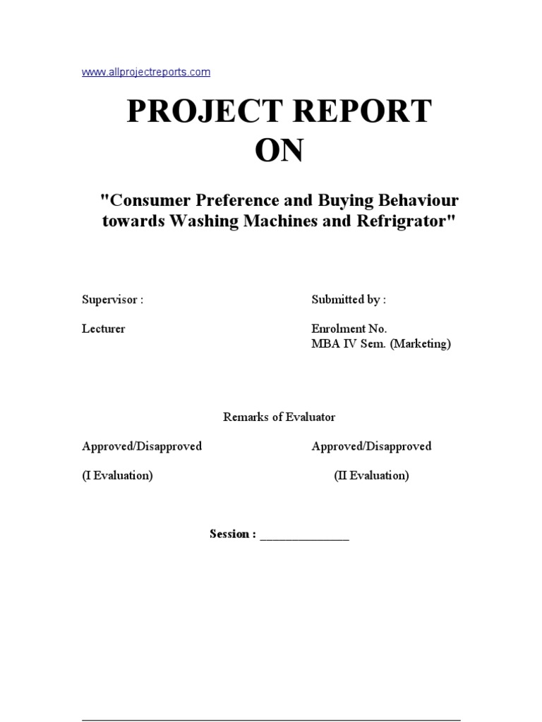 Project Consumer Preference Buying Behaviour Washing Machine ...