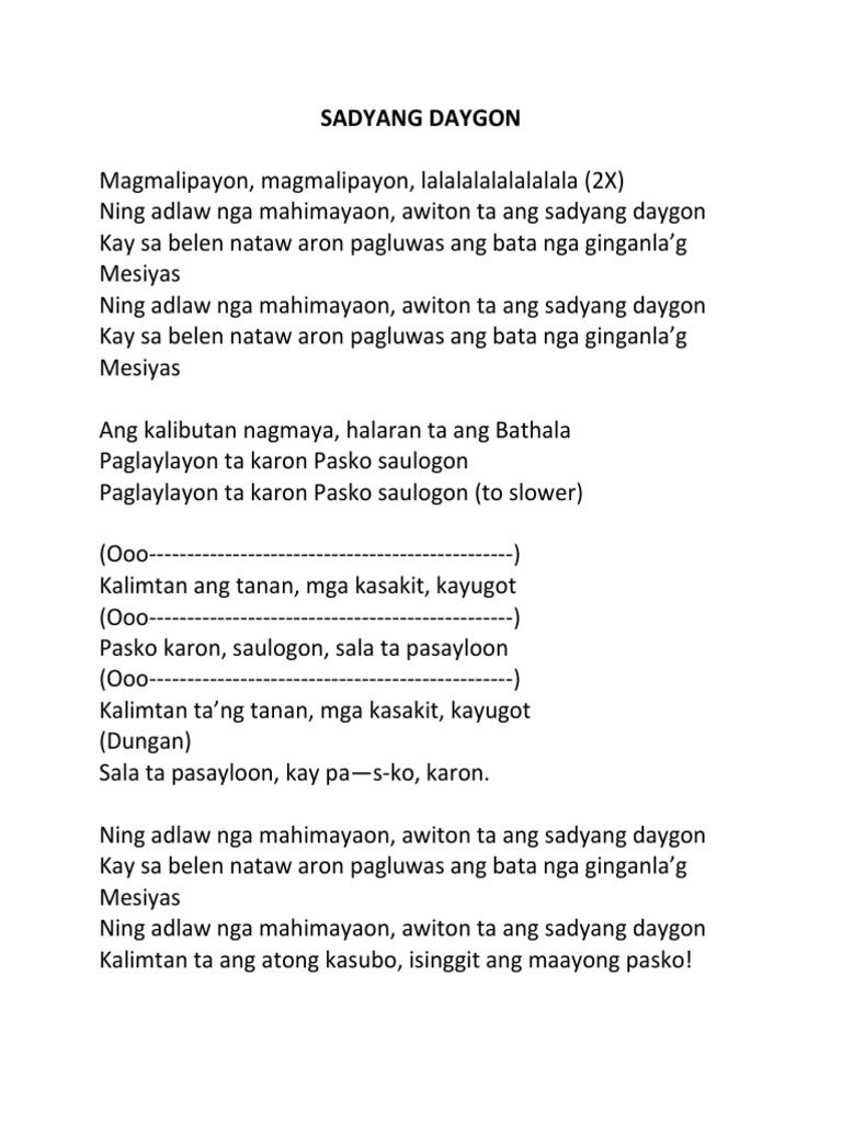 Sadyang Daygon | PDF