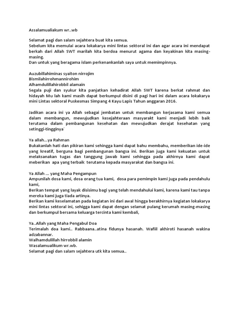 Doa Kata Sambutan Lokmin 2016 Pdf
