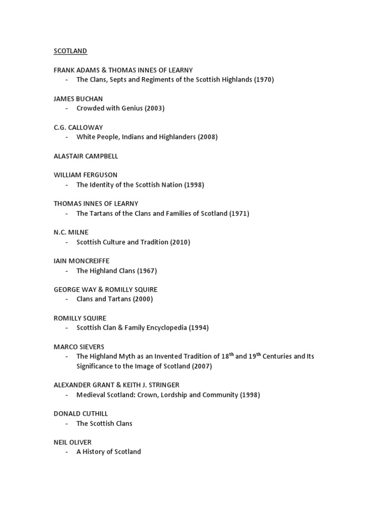 Scottish Clans and History Books | PDF | Travel