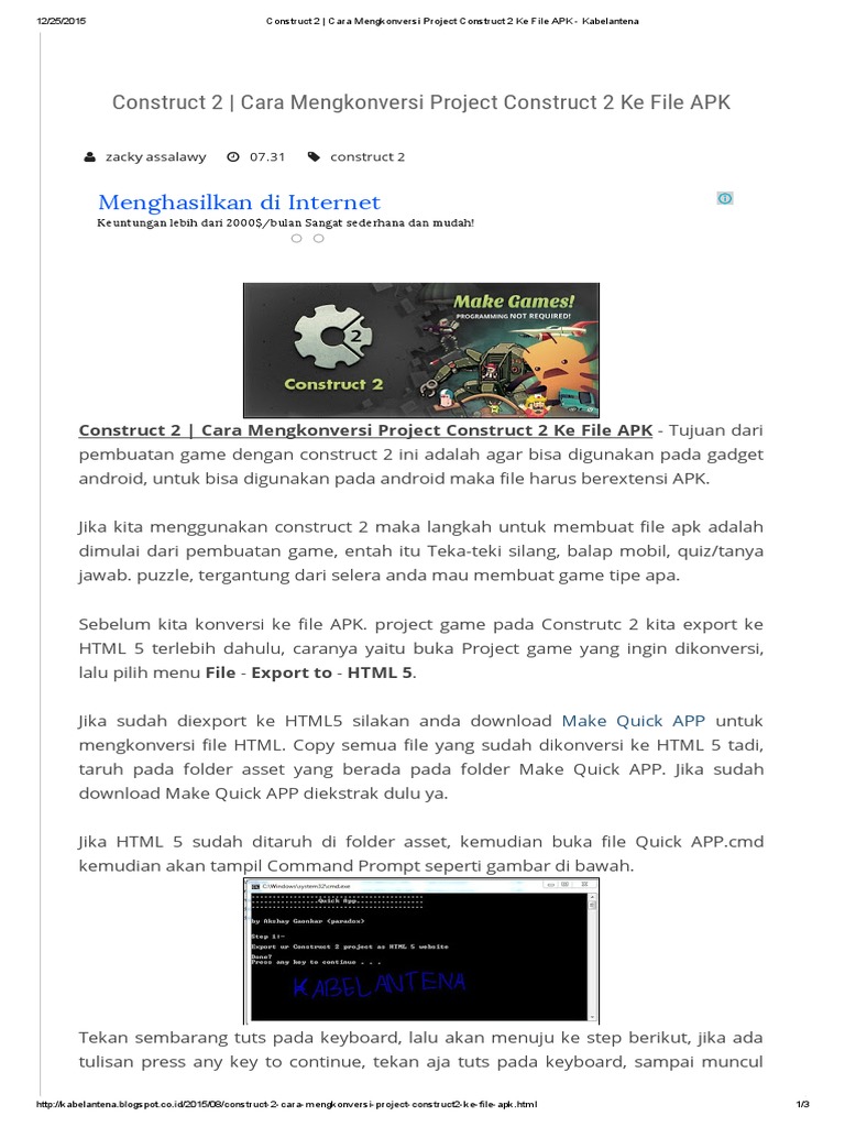 Cara Konversi Construct 2 ke APK | PDF