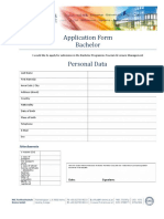 Application Form Bachelor Personal Data