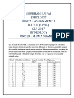 Shubham Bajpai 15BCL0037 Digital Assignment 1 B.Tech (Civil) CLE 2017 Hydrology Under: M.Uma Shankar