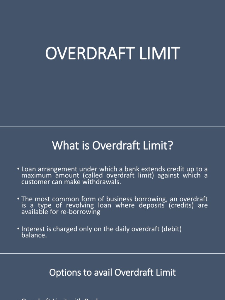 Overdraft Limit PDF Overdraft Securities (Finance)