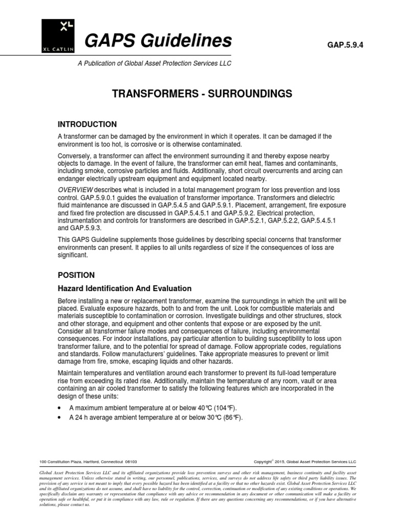 GAPS Guidelines: Transformers - Surroundings | PDF | Polychlorinated ...