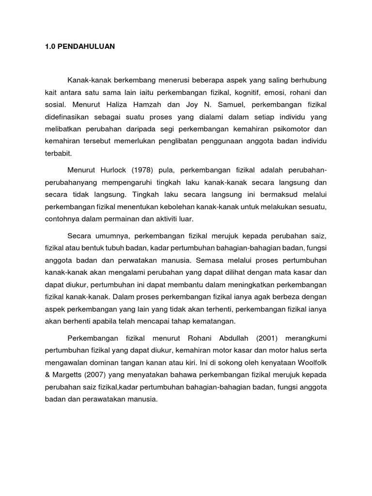Perkembangan Kanak Kanak Fizikal Pdf