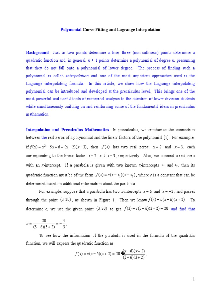 Curve Fitting and Lagrange Interpolation | PDF | Interpolation | Polynomial
