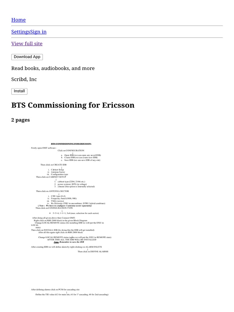 BTS Commissioning Guide for Ericsson | PDF | Electricity | Computing