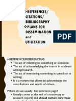 References/: Citations/ Bibliography Dissemination Utilization