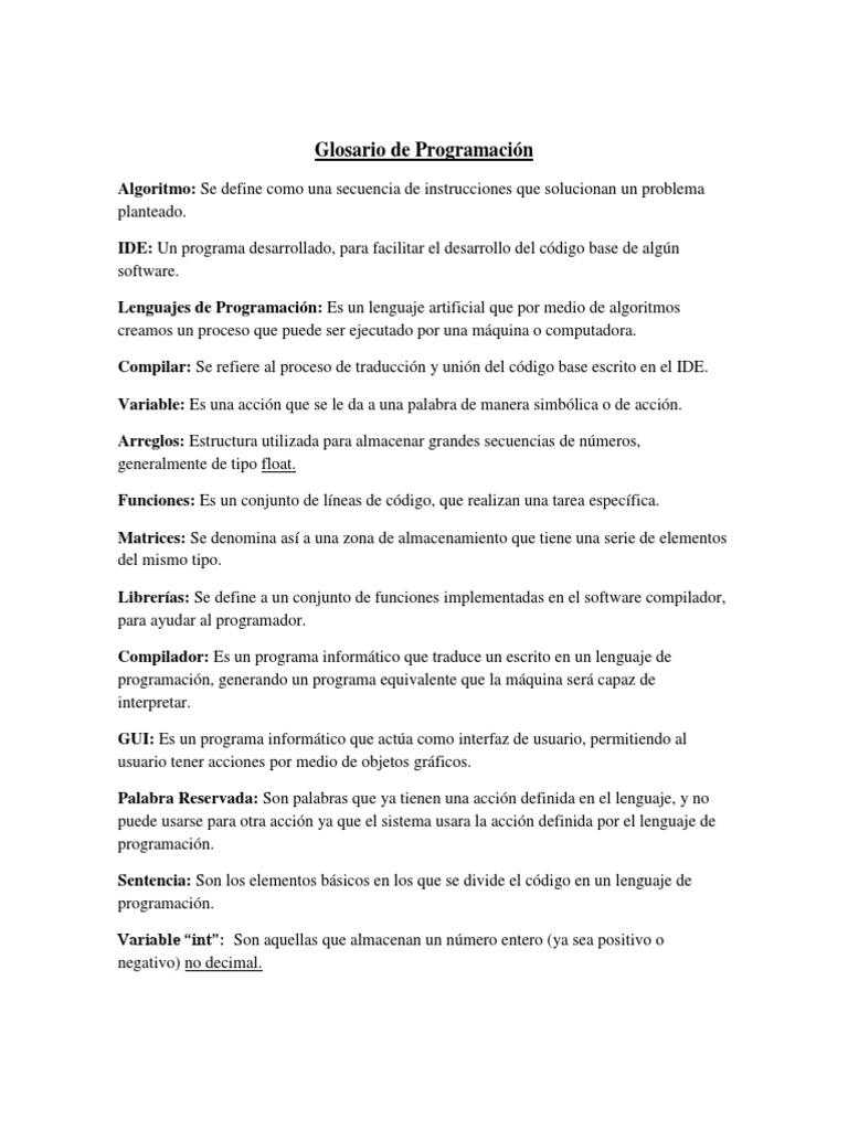 Glosario Esencial de Programación | PDF | Programación de computadoras ...
