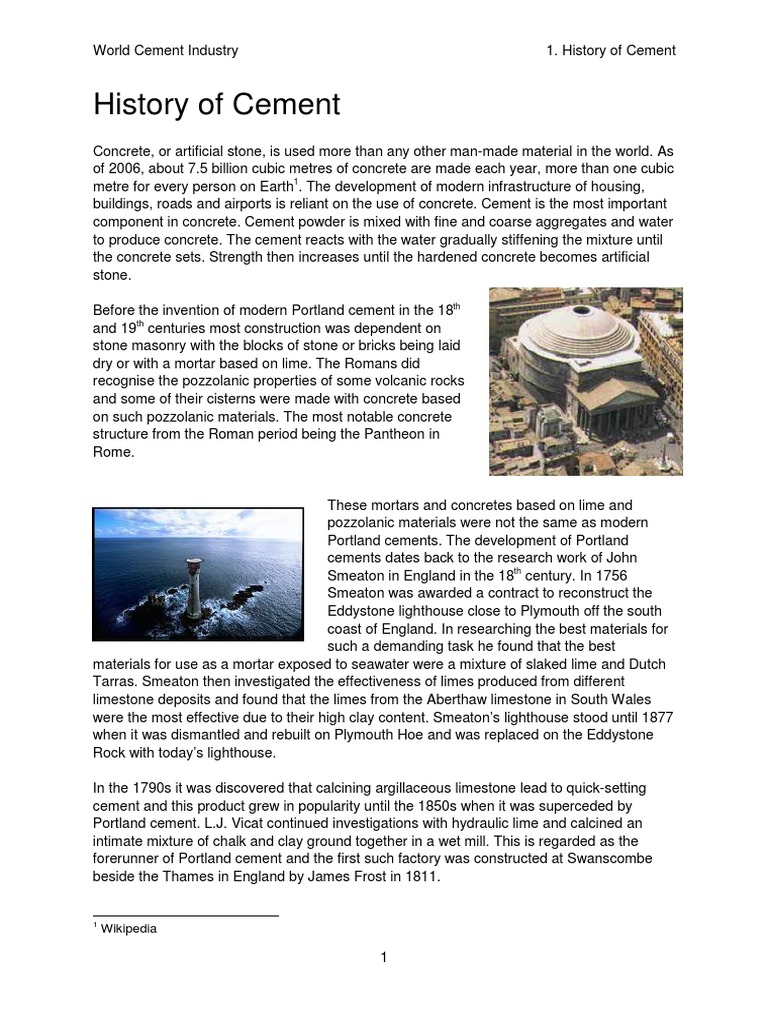 History of Cement PDF Concrete Cement