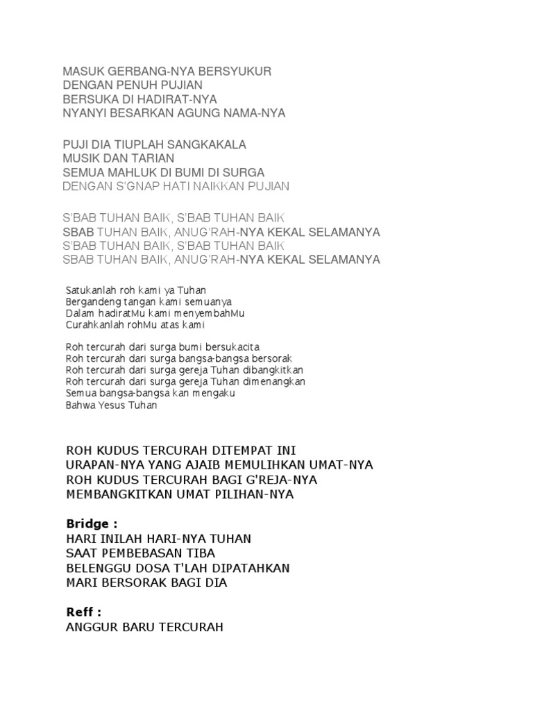 Lirik Lagu Sbab Tuhan Baik