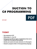 1 - Introduction To C# Programming