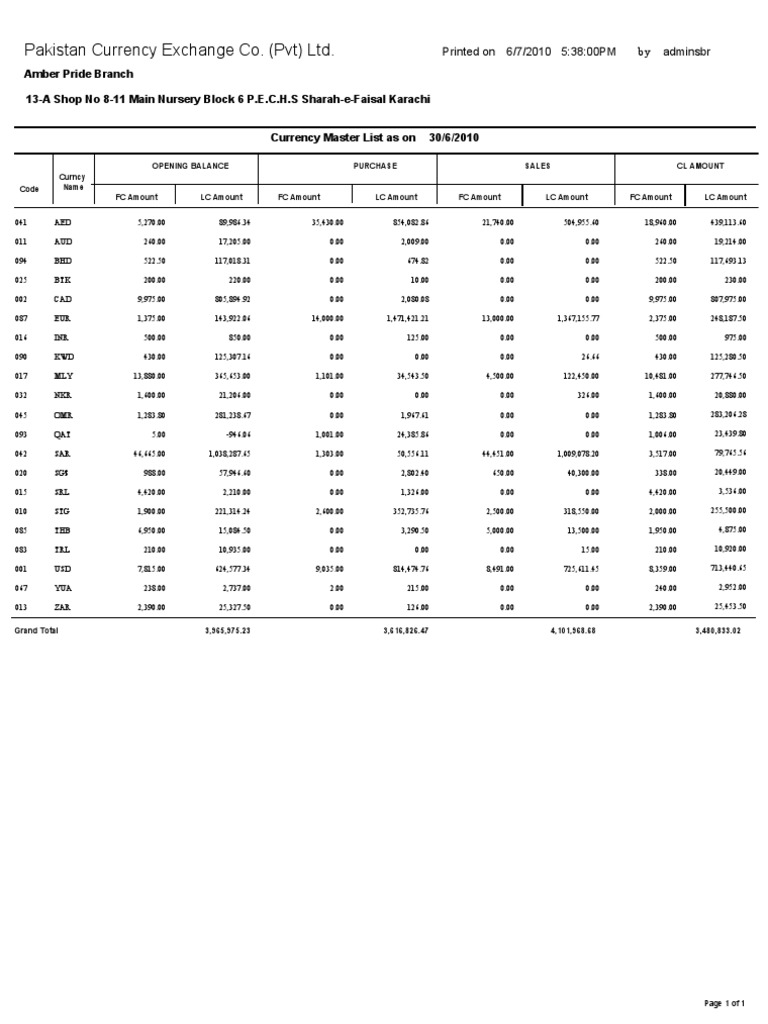 Currency Exchange Summary Report | PDF | Financial Markets | Payments