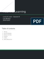 Machine Learning: Lunch & Learn - Session 8 Luis Borbon 25/07/2017