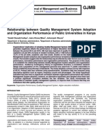 Relationship Between Quality Management System Adoption and Organization Performance of Public Universities in Kenya