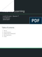 Machine Learning: Lunch & Learn - Session 7 Luis Borbon 20/07/2017