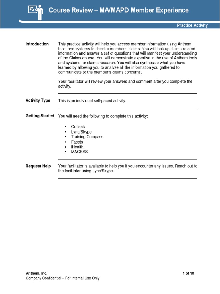 Course Review - MA/MAPD Member Experience: Practice Activity | PDF ...