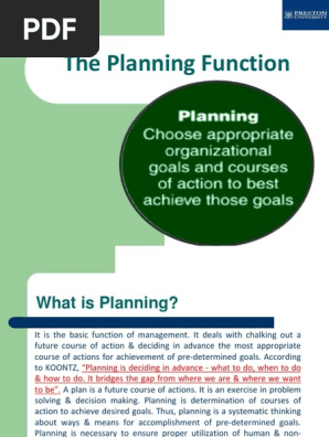 The Planning Function