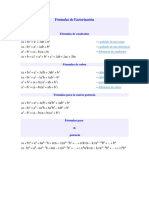 Fórmulas de Factorización