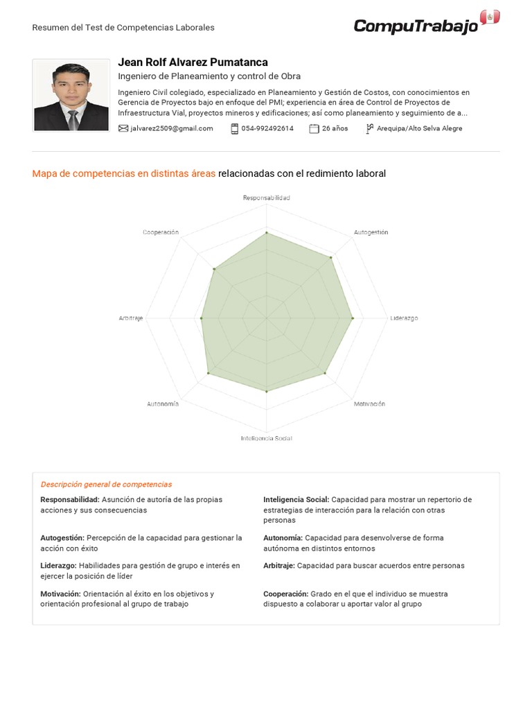 Resultados del Test de Competencias Laborales | PDF | Planificación ...