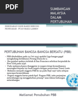 Sumbangan Malaysia Dalam Pertubuhan