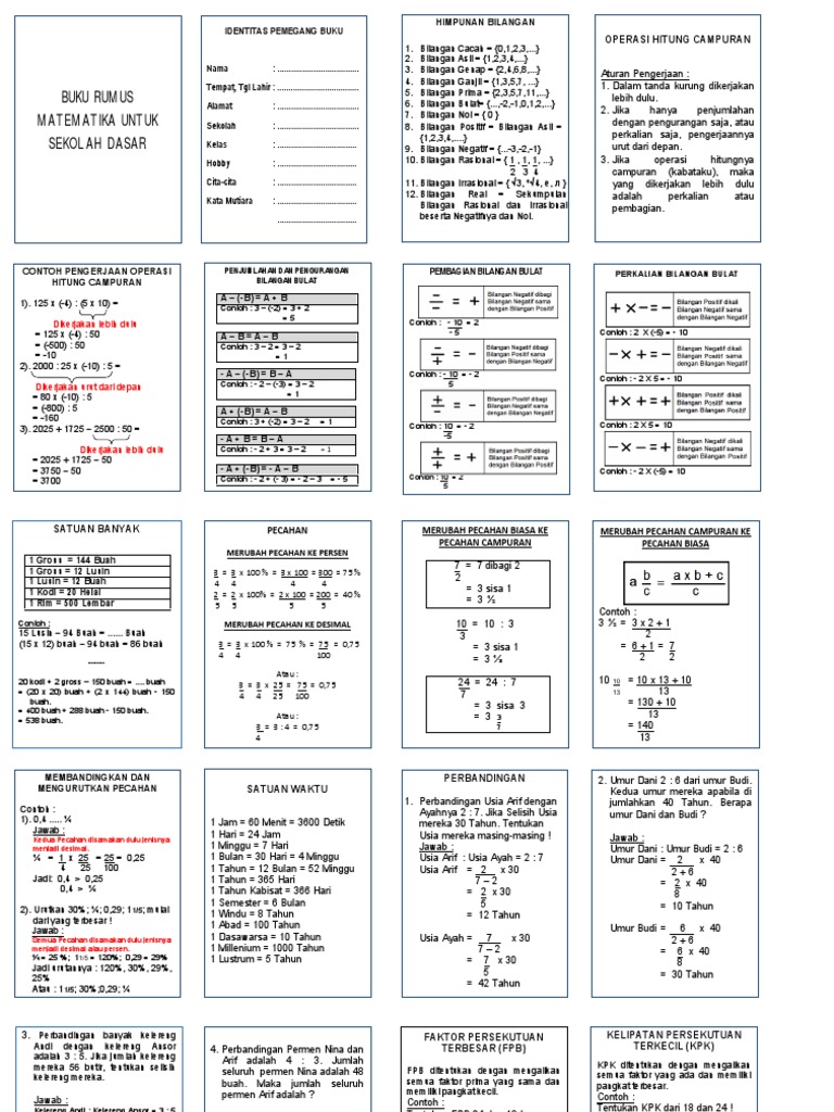Rangkuman Rumus Matematika Sd Pdf