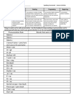 french leisure rubric with feedback
