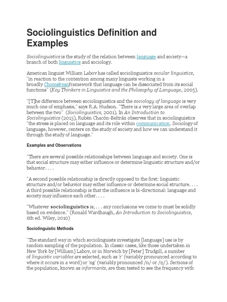 Sociolinguistics Definition and Examples Sociolinguistics Linguistics