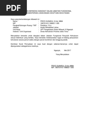 Surat Pernyataan Bersedia Diangkat Dalam Jabatan Fungsional