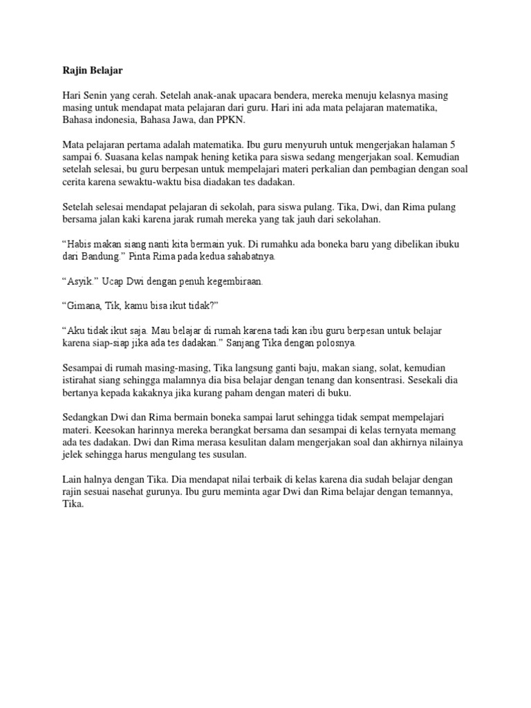 Contoh Cerpen Anak Sekolah Rajin Belajar Tutorial Lif Co Id