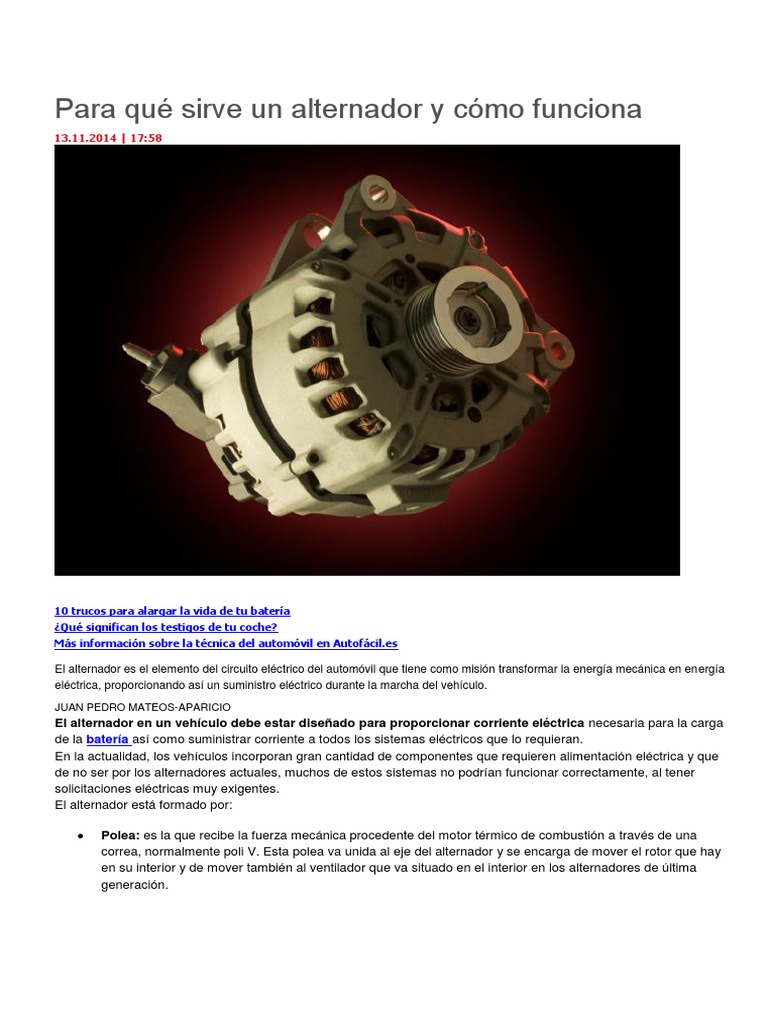 Para Qué Sirve Un Alternador y Cómo Funciona Corriente eléctrica Diodo