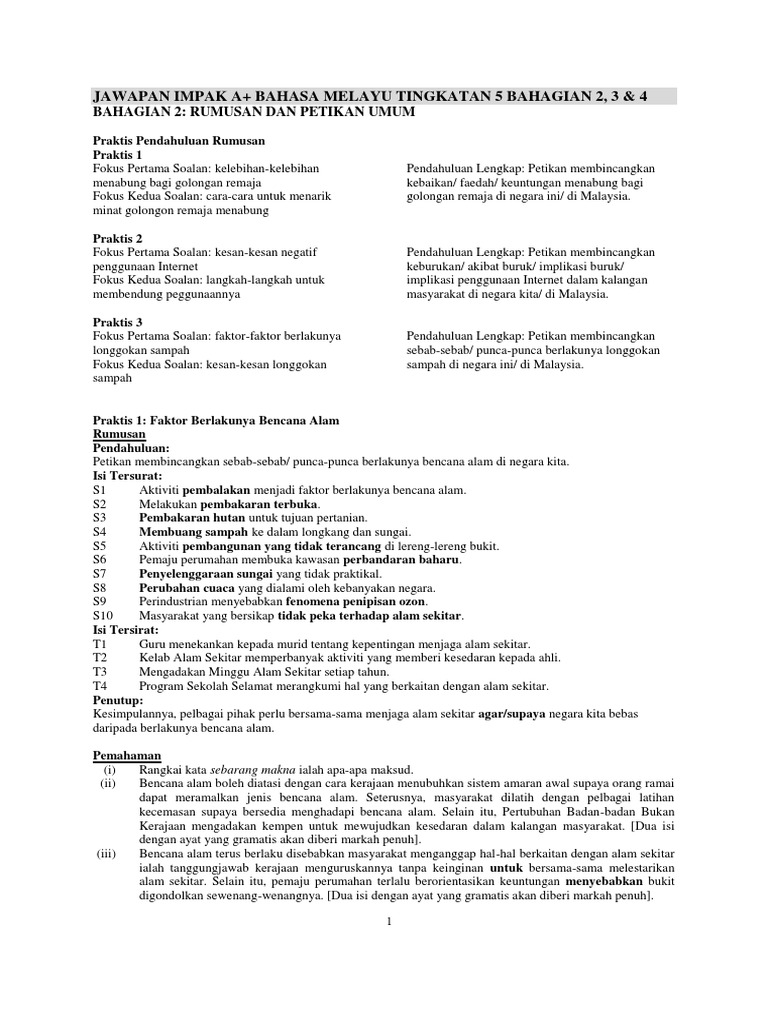 Impak A Bm Ting 5 Jawapan Pdf