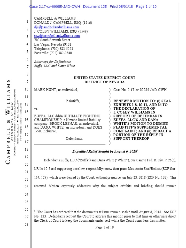 Renewed Motion to Seal Complaint Summary Judgment