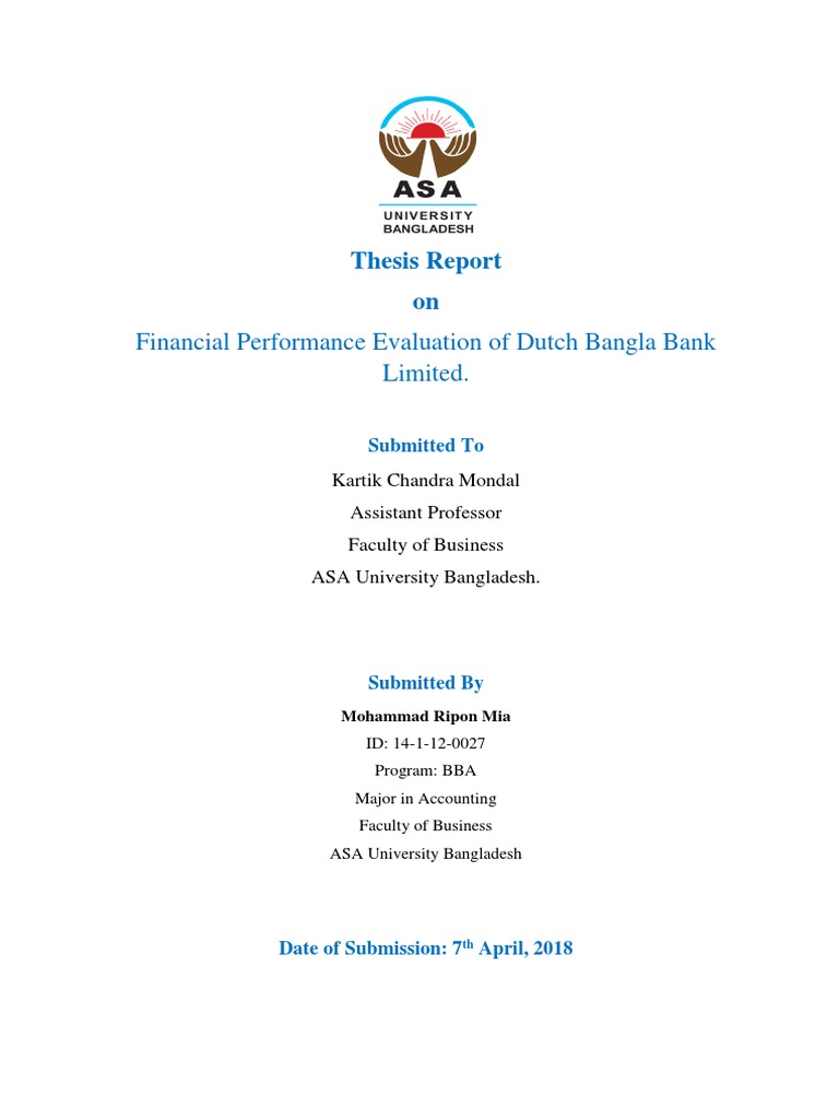 Financial Performance Evaluation of Dutch Bangla Bank Limited | PDF ...