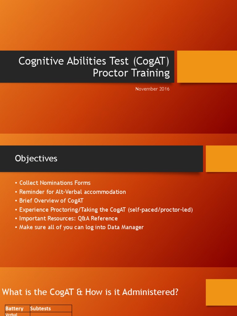 CogAT Proctor Training Overview | PDF | Reason | Cognitive Science