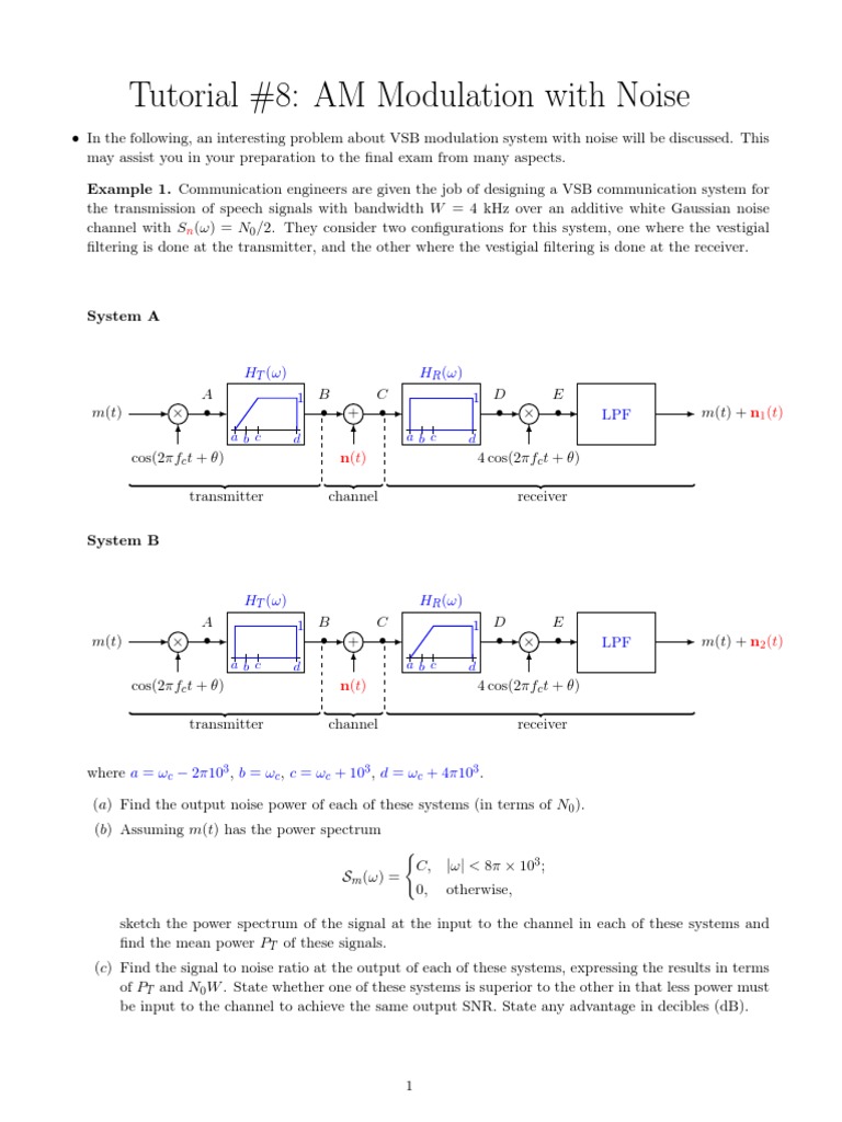 AM Modulation With Noise | PDF | Signal To Noise Ratio | Bandwidth ...