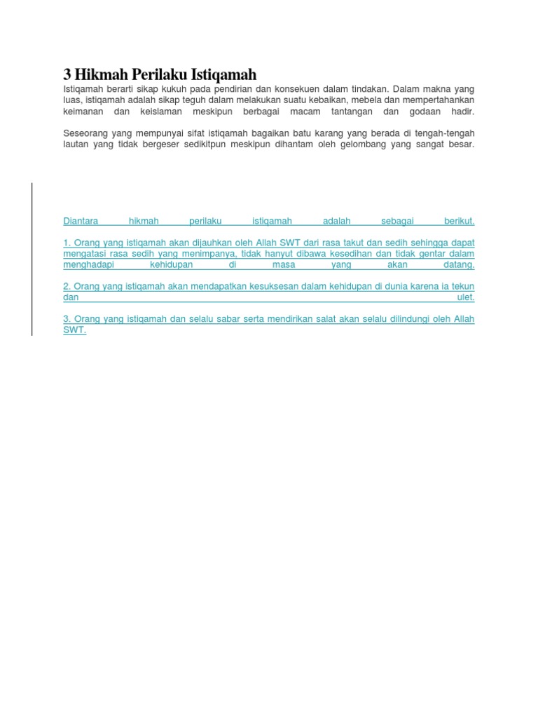 3 Hikmah Perilaku Istiqamah Pdf