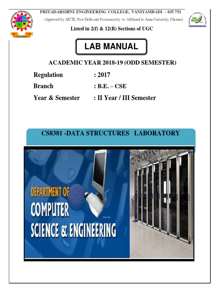 Cs8381 Datastructures Lab Manual | Queue (Abstract Data Type) | Array Data  Structure