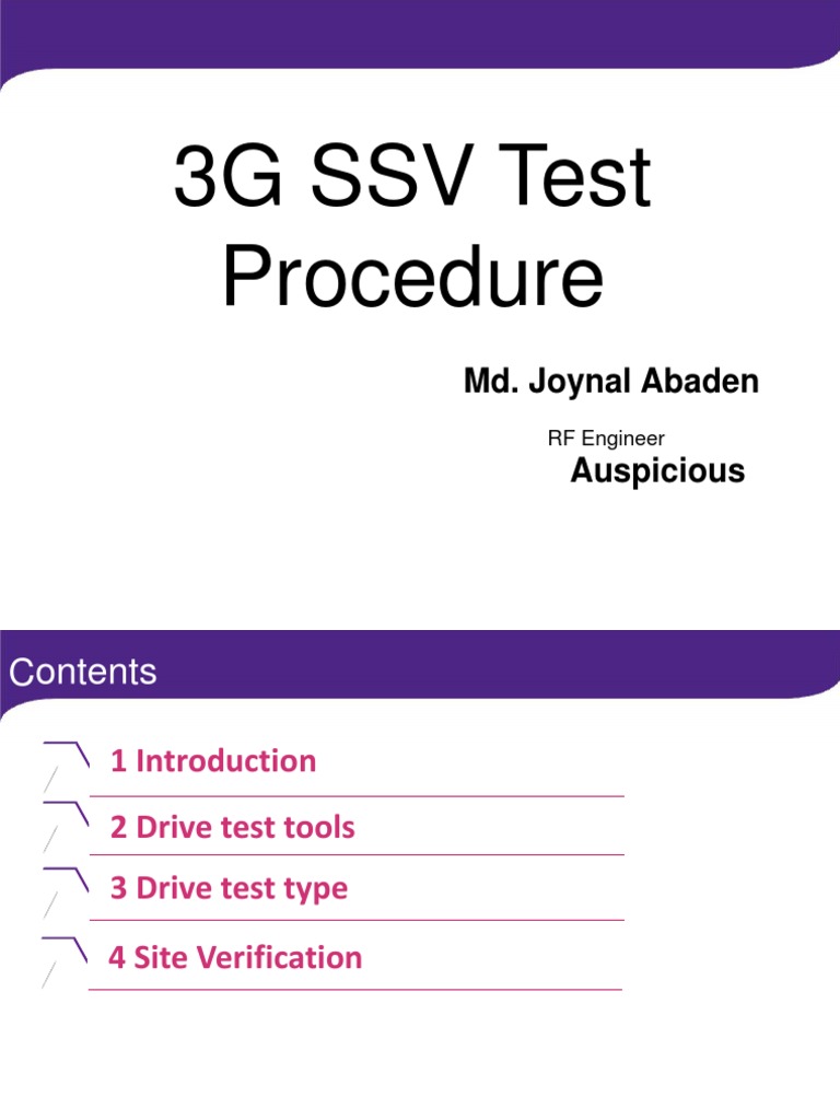 3G SSV Test Procedure Overview | PDF | High Speed Packet Access ...