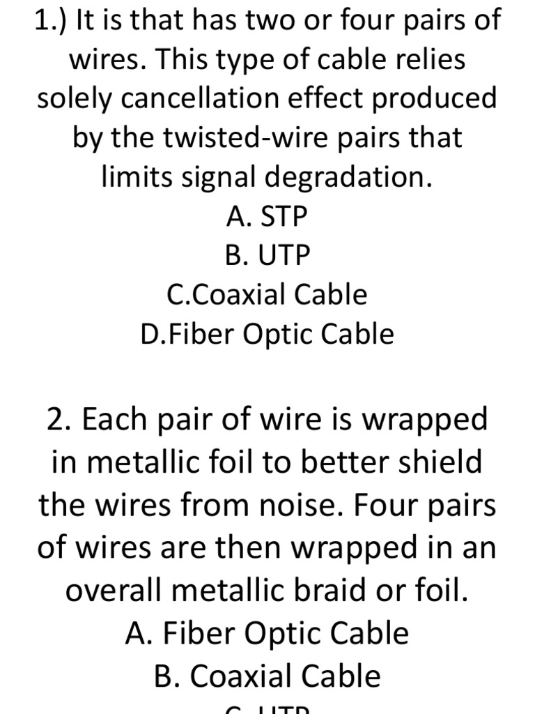 Quiz Utp PDF Coaxial Cable Engineering