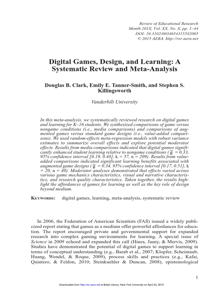 Digital Games | PDF | Effect Size | Meta Analysis