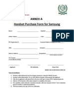 Annex A: Handset Purchase Form For Samsung