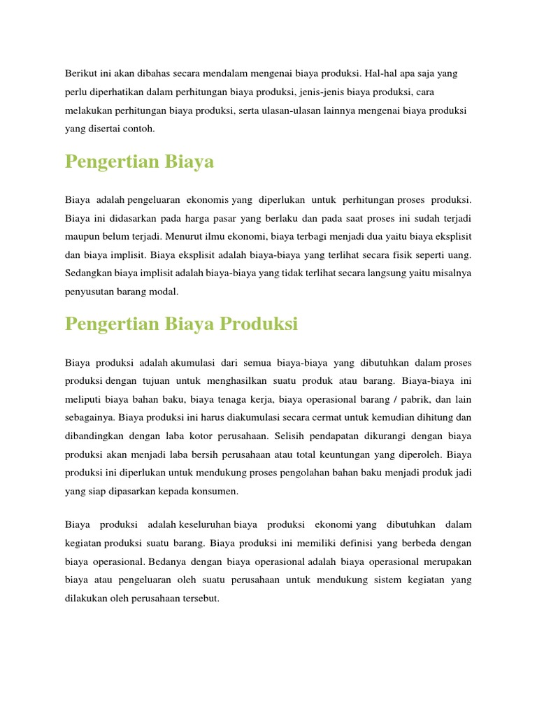 Estimasi Biaya Produksi