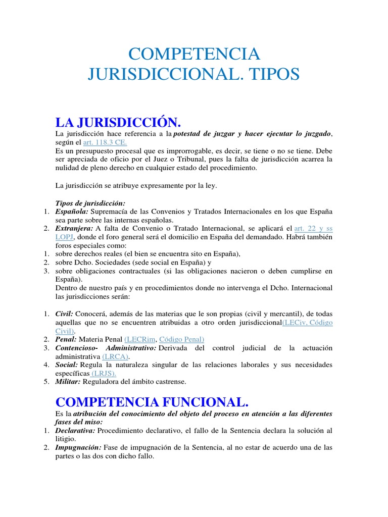 Competencia Jurisdiccional , Diferencias entre la Jurisdicción y la ...