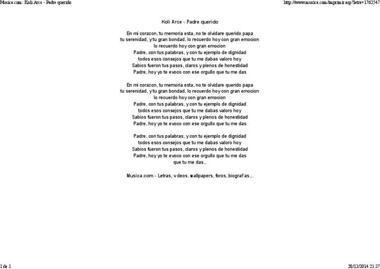 Padre Querido In English