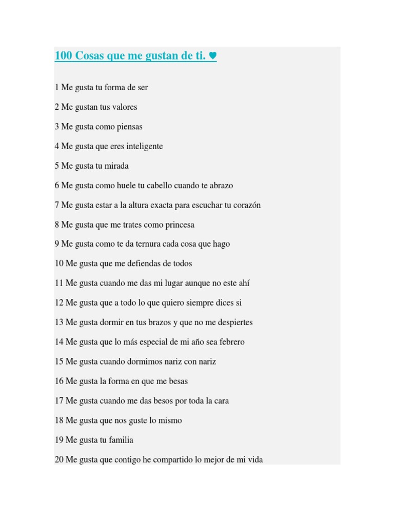 100 Cosas Que Me Gustan de Ti | PDF | Ocio, image size:768x1024