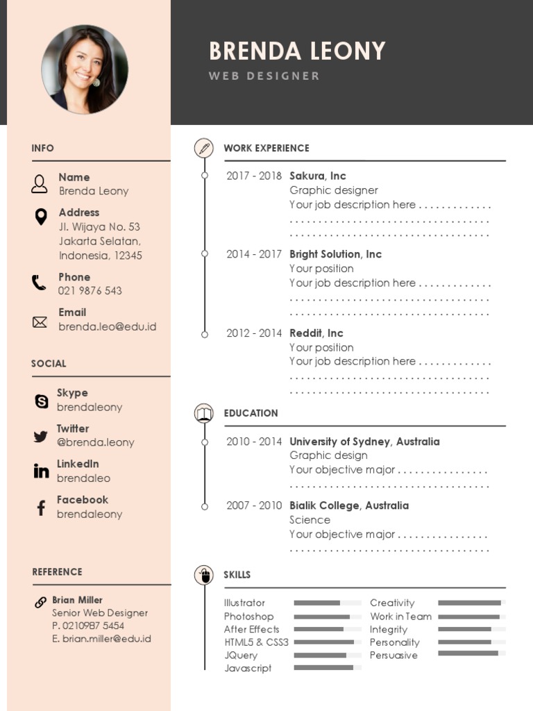 Contoh Curriculum Vitae Pdf Menarik Terpopuler - Desain CV ...