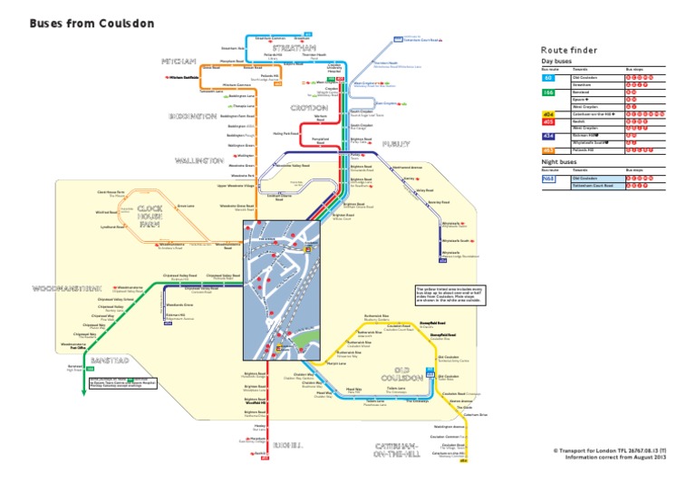 Tfl Bus Spider Map For Coulsdon Bus Transport Road Transport